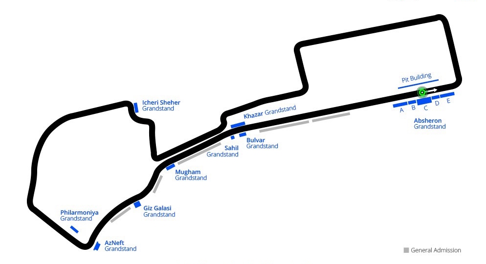 Стадион-проведения событий Городская трасса Баку
