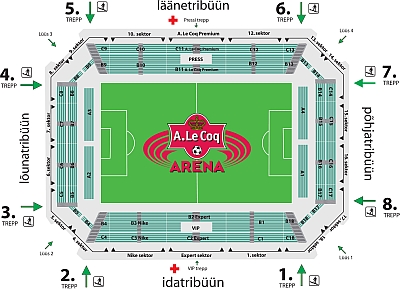 Стадион-проведения событий А. Ле Кок Арена (Lillekula Stadium)